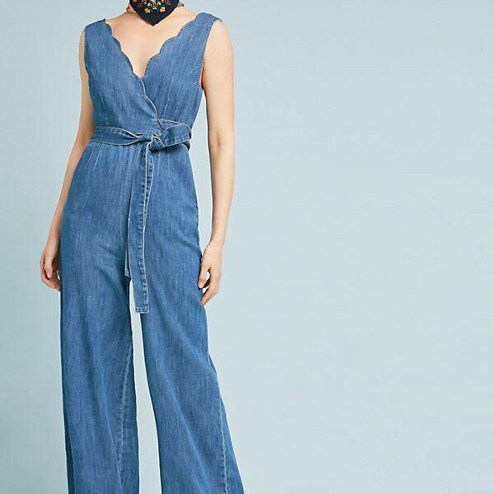 Anthropologie Pilco Denim Wide-Leg Jumpsuit